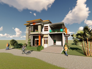 denah rumah minimalis 2 lantai Modèle 3D