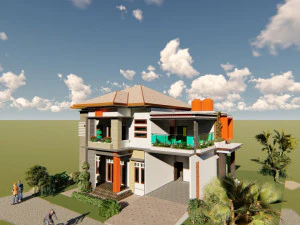 denah rumah minimalis 2 lantai 3D Model