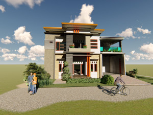 denah rumah minimalis 2 lantai Modèle 3D