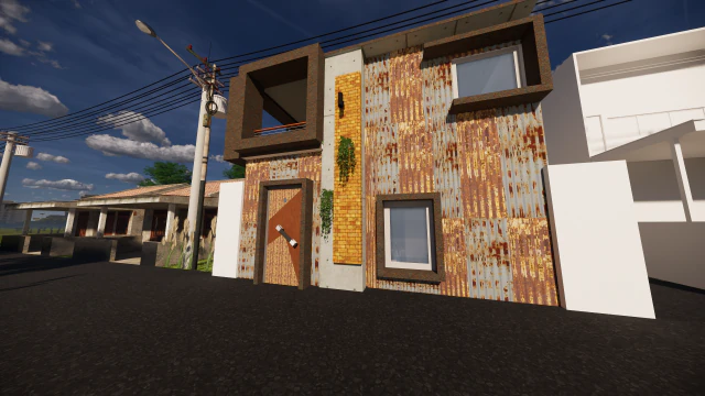 house design - from zinc waste - unique house 3D Model .c4d .max .obj .3ds .fbx .stl .blend