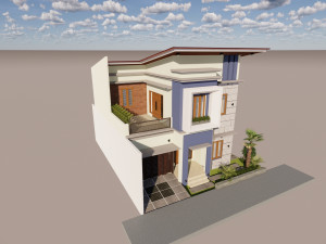 denah rumah minimalis 2 lantai-minimalist house 2 floor 3 unit room 3D Model