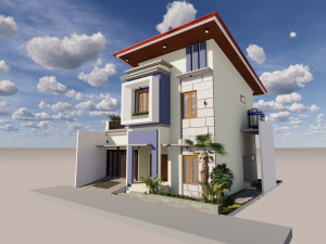 denah rumah minimalis 2 lantai-minimalist house 2 floor 3 unit room 3D Model