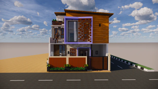 house design split level 900 x 1000 m 3D Model .c4d .max .obj .3ds .fbx .stl .blend