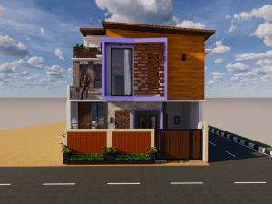 住宅デザイン スプリットレベル 900 x 1000 m 3Dモデル