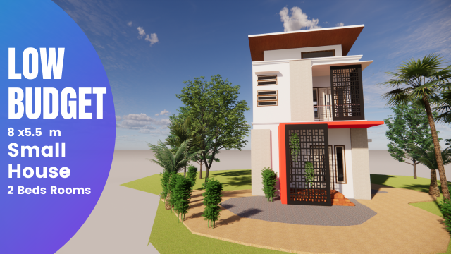 550 x 500 meters small house design idea with 2 bedrooms - tiny house 3D Print Model .c4d .max .obj .3ds .fbx .stl .blend 