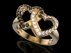2 hearts ring 3D प्रिंट मॉडल