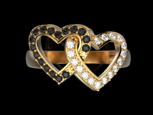 2 hearts ring 3D 打印模型