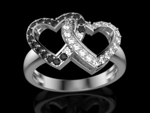 2 hearts ring 3D 打印模型