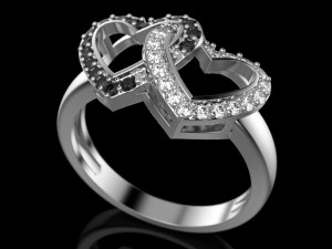 2 hearts ring 3D 打印模型
