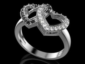 2 hearts ring 3D Print Model