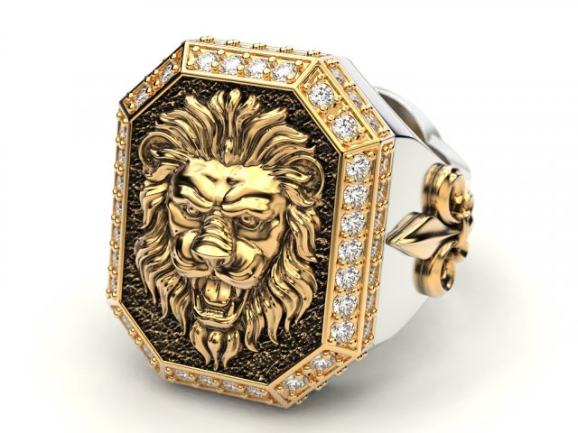 a large ring with a lion and an all-seeing eye new ubdate 3D 打印模型 .c4d .max .obj .3ds .fbx .stl .blend 