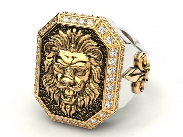 a large ring with a lion and an all-seeing eye new ubdate 3D Print Model .c4d .max .obj .3ds .fbx .stl .blend 