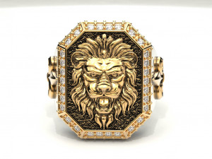 a large ring with a lion and an all-seeing eye new ubdate 3D 打印模型