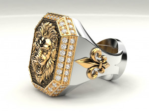 a large ring with a lion and an all-seeing eye new ubdate 3D 打印模型