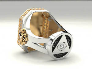 a large ring with a lion and an all-seeing eye new ubdate 3D Print Model
