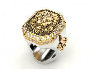 a large ring with a lion and an all-seeing eye new ubdate 3D 打印模型