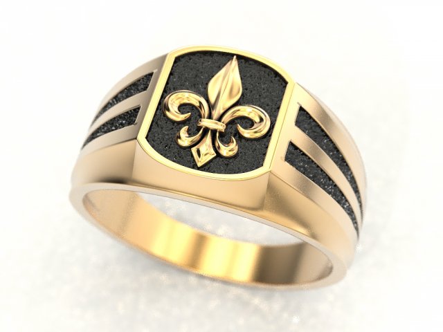 a mans ring with a heraldic lily Modelo de impresión 3D .c4d .max .obj .3ds .fbx .stl .blend 