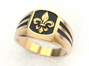 a mans ring with a heraldic lily Modèles 3D en vedette