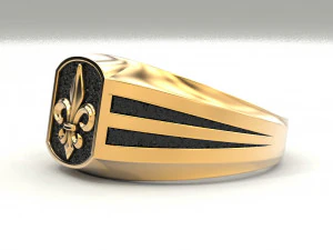 a mans ring with a heraldic lily 3D Print Model