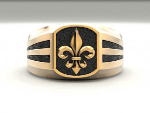 a mans ring with a heraldic lily Modelo de impresión 3D