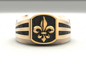 a mans ring with a heraldic lily 3D Print Model