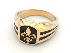 a mans ring with a heraldic lily 3D Print Model