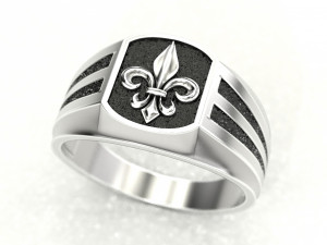 a mans ring with a heraldic lily Modelo de impresión 3D