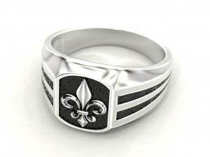 a mans ring with a heraldic lily Modelo de impresión 3D