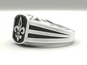 a mans ring with a heraldic lily 3D Print Model