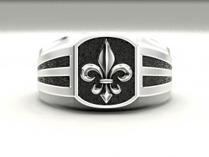 a mans ring with a heraldic lily Modelo de impresión 3D