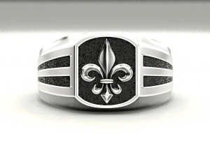 a mans ring with a heraldic lily 3D Print Model
