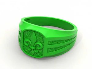 a mans ring with a heraldic lily 3D Print Model