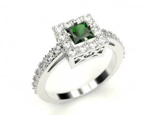 pierścionek z kwadratowym kamieniem Model do druku 3D