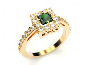 a ring with a square stone 3D Print Model