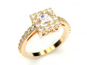 a ring with a square stone 3D Print Model
