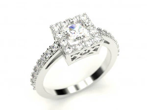 a ring with a square stone 3D Print Model