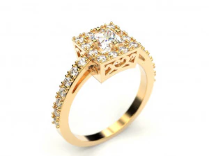 a ring with a square stone 3D Print Model