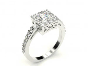 a ring with a square stone 3D Print Model