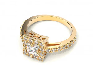 a ring with a square stone 3D Print Model