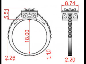 a ring with a square stone 3D Print Model