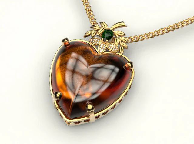amber heart pendant 3D Print Model .c4d .max .obj .3ds .fbx .stl .blend 