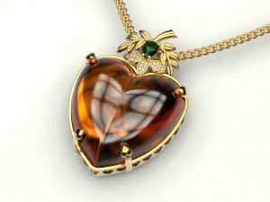 wisiorek w kształcie serca z bursztynu Model do druku 3D