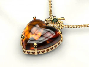 amber heart pendant 3D Print Model