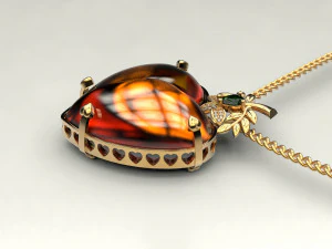 amber heart pendant 3D Print Model