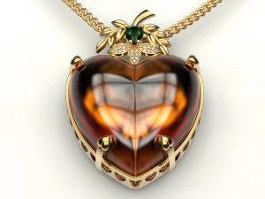 amber heart pendant 3D Print Model