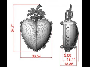 amber heart pendant 3D Print Model