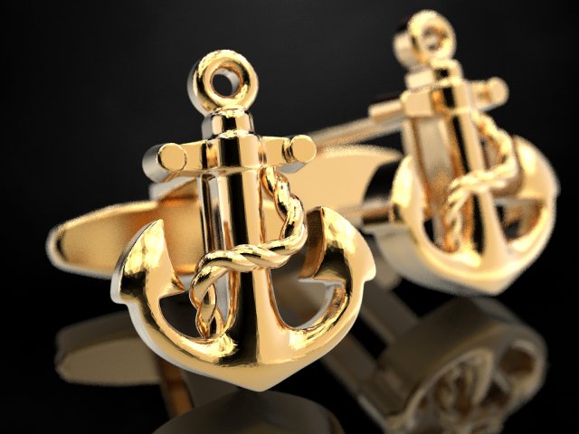 Cufflinks Anchor 3Dプリントモデル .c4d .max .obj .3ds .fbx .stl .blend 