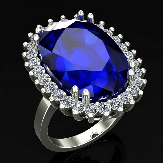 big sapphire ring 3D Print Model .c4d .max .obj .3ds .fbx .stl .blend 