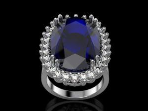 big sapphire ring 3D Print Model