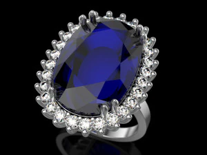 big sapphire ring 3D Print Model